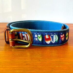 Leather Man Ltd, size 34, nautical preppy woven knit belt w/ brass color buckle